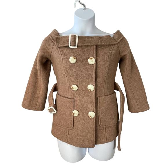 Quaint by Durlana Quantas Wool Bouclé Portrait Neckline Coat Size 38 - Picture 3 of 7